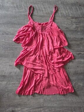 Forever 21 Hot Pink Beaded Tiered Dress.